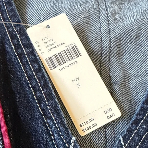 Anthropologie Pilcro Contrast Denim Vest  Top with Red Accents SIZE SMALL NEW - Picture 5 of 8